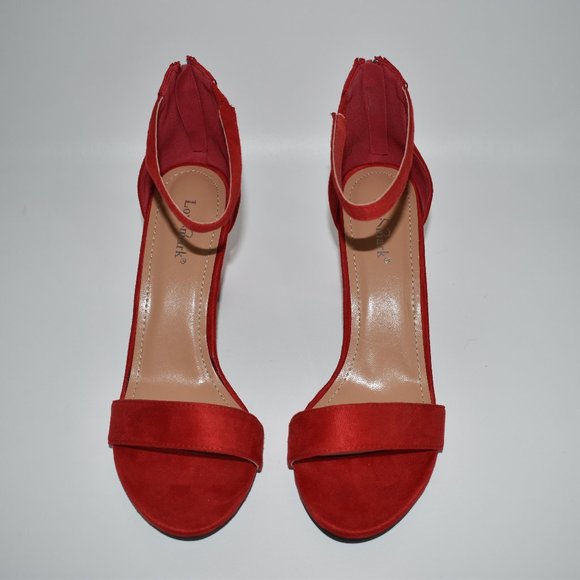 Lov Mark Women's New Red Open Toe Red Heels US 7.5 - Picture 2 of 10